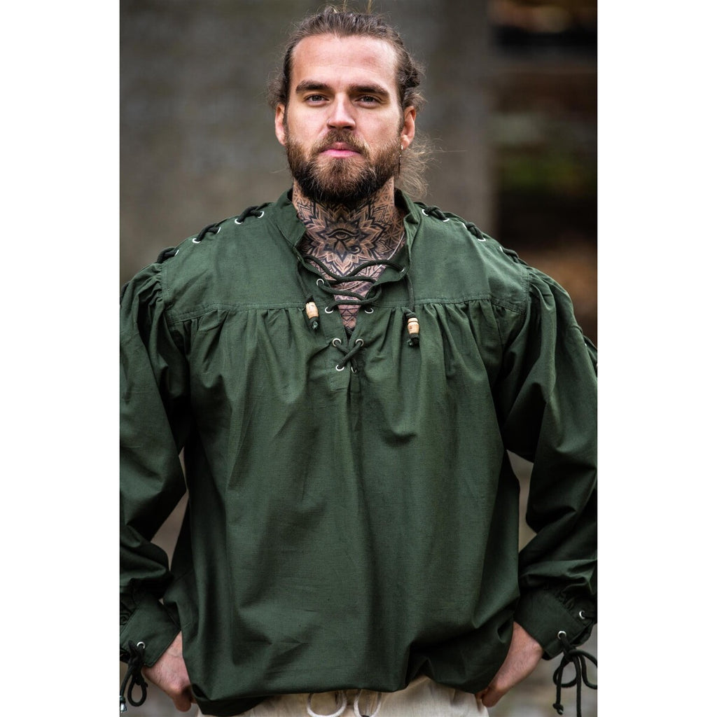 Product image Medieval lace-up shirt with eyelets Adrian green