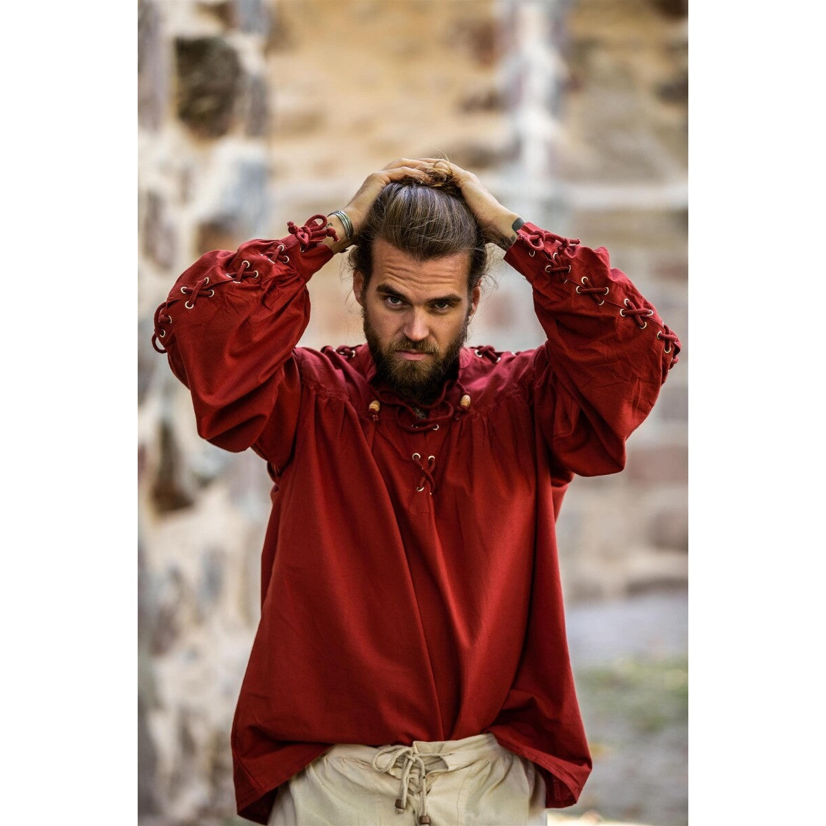 Product image Medieval Lace-Up Shirt with Eyelets Adrian red