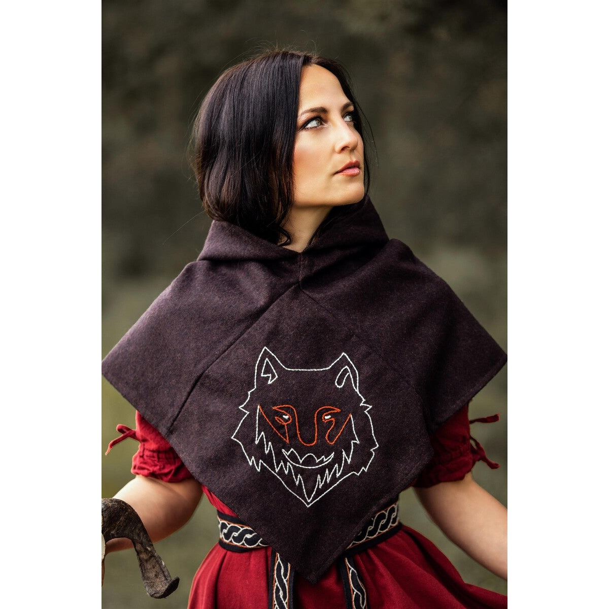 Product image Medieval Gugel Tyr with Wolf Embroidery brown
