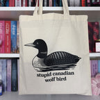 Product image Stupid Canadian Wolf Bird Tote Bag for Heated Rivalry Fans