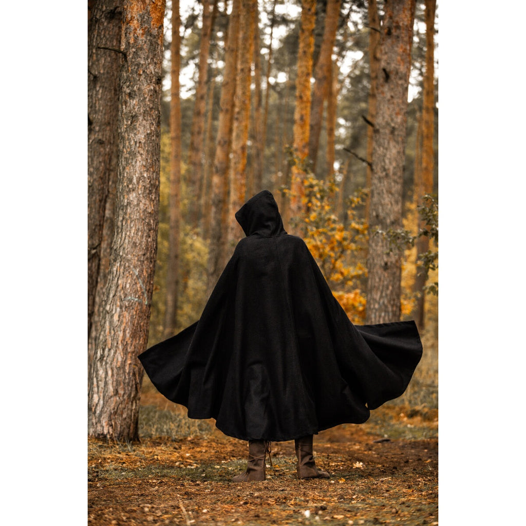 Product image Medieval Hooded Cloak Thorian Wool black
