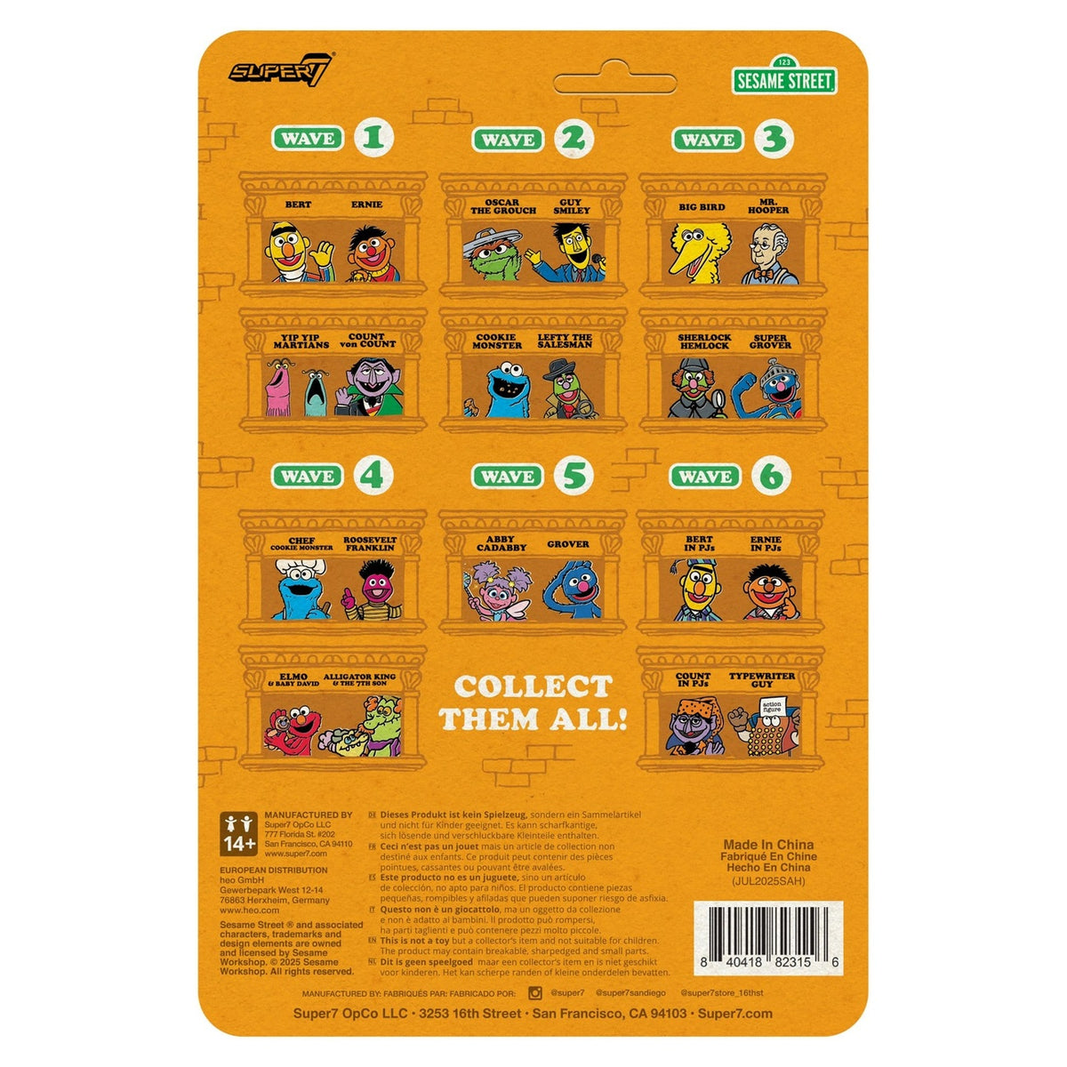 Product image Sesame Street ReAction Action Figure Wave 06 Bert (PJ) 10 cm