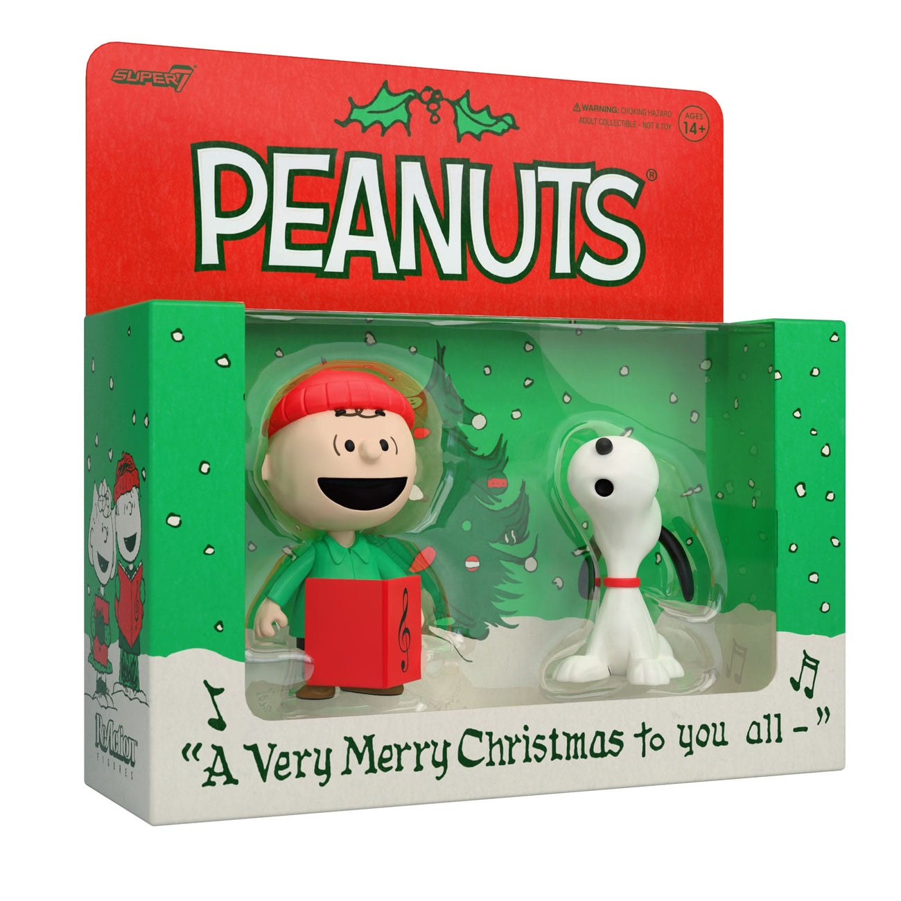 Product image Peanuts ReAction Action Figure 2-Pack Charlie Brown and Snoopy (Caroling) 10 cm