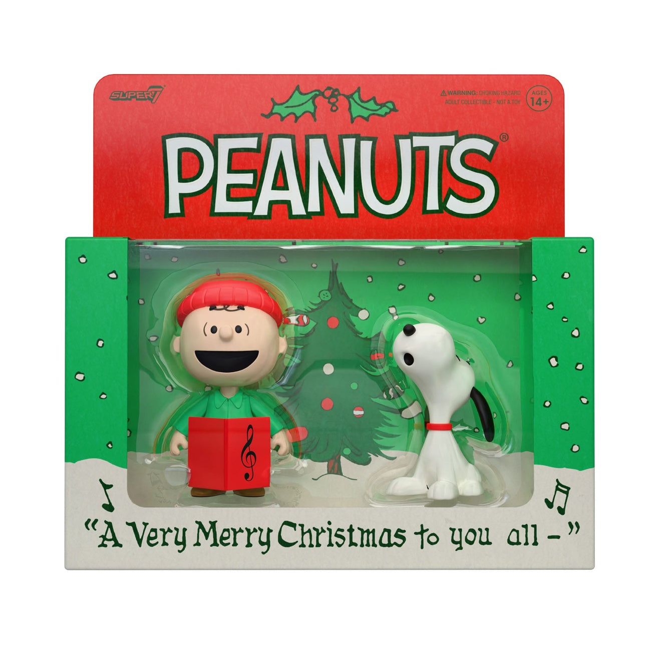 Product image Peanuts ReAction Action Figure 2-Pack Charlie Brown and Snoopy (Caroling) 10 cm