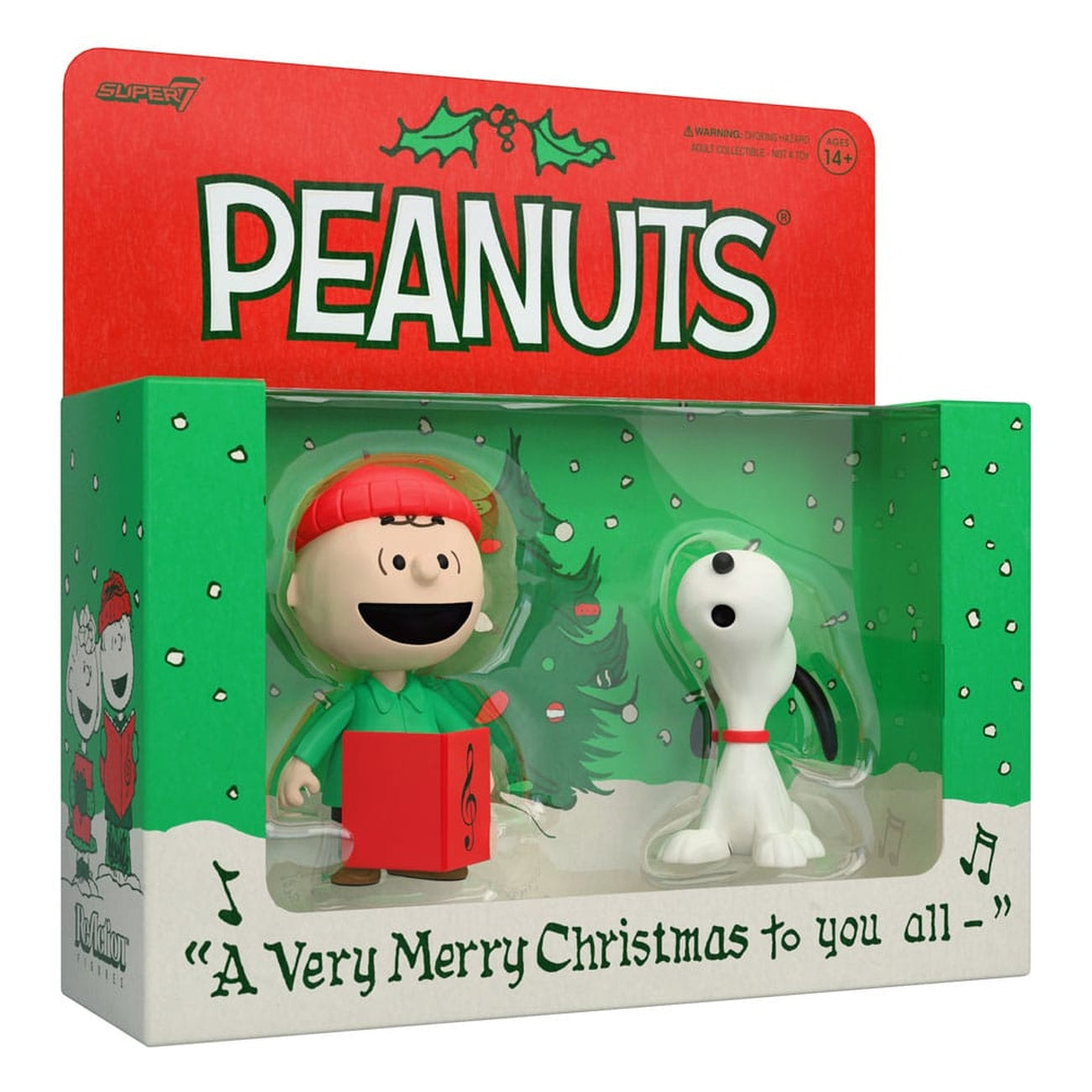 Product image Peanuts ReAction Action Figure 2-Pack Charlie Brown and Snoopy (Caroling) 10 cm