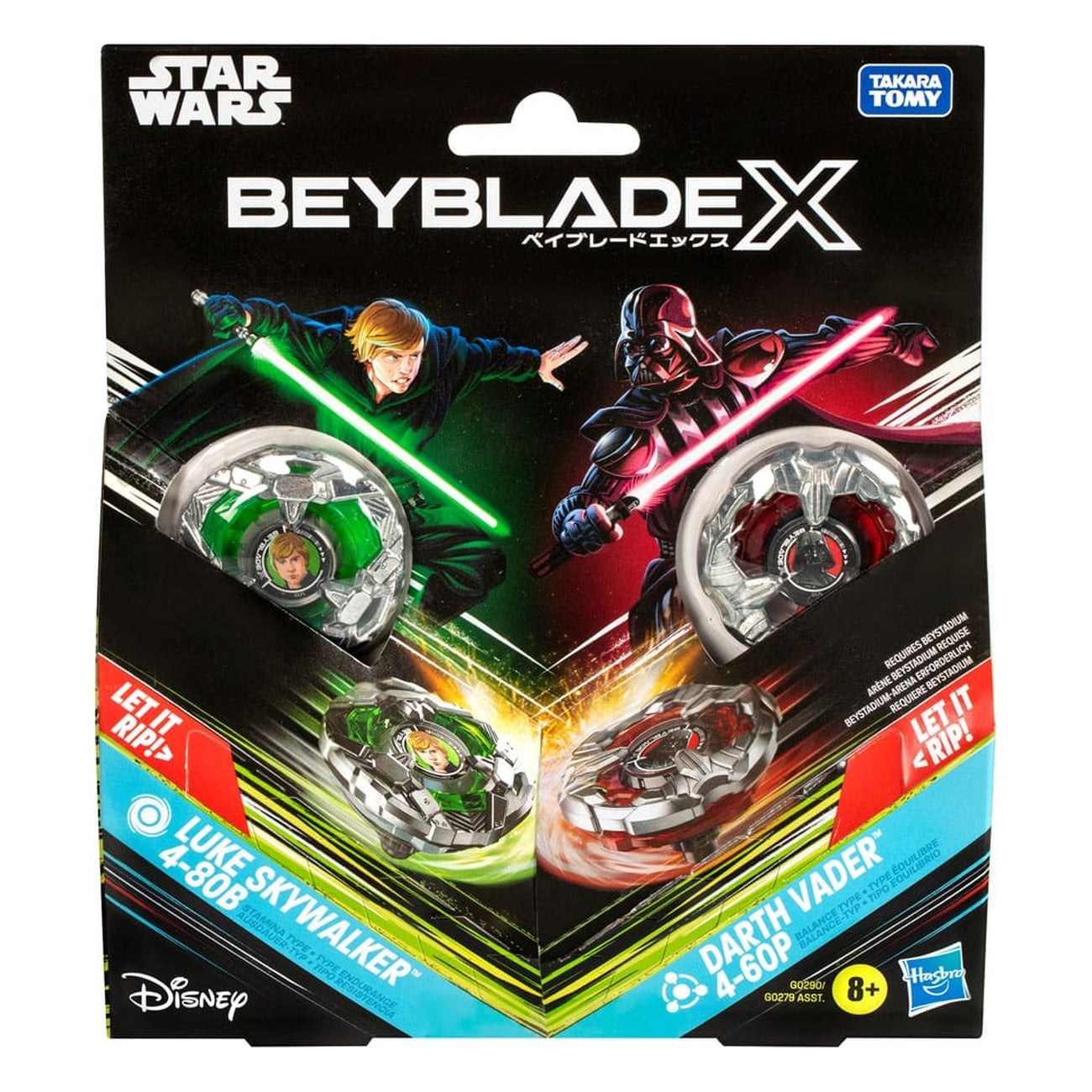 Product image Beyblade X and Star Wars Collab Luke Skywalker 4-80B vs. Darth Vader 4-60B