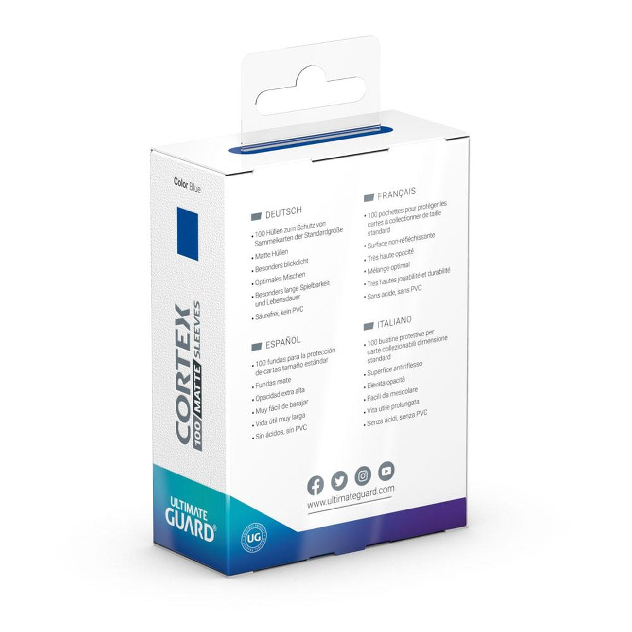 Product image Ultimate Guard Cortex Sleeves Matte Standard Size (100) - Blue