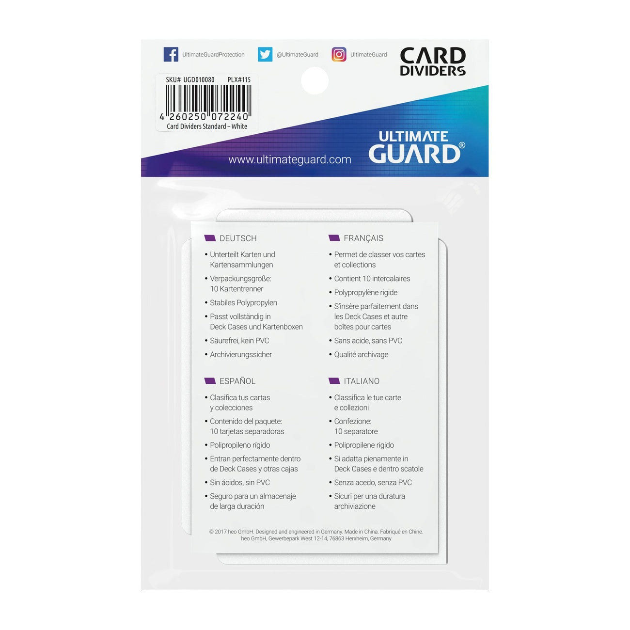 Product image Ultimate Guard Card Dividers Standard Size (10) - White