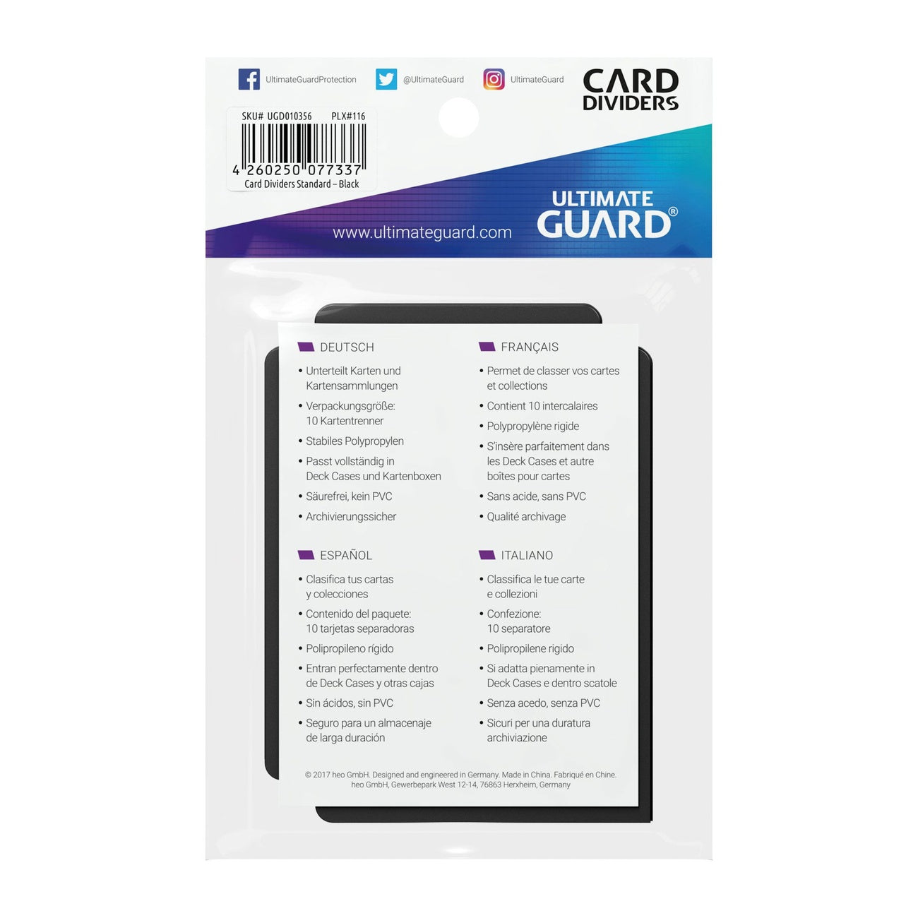 Product image Ultimate Guard Card Dividers Standard Size (10) - Black