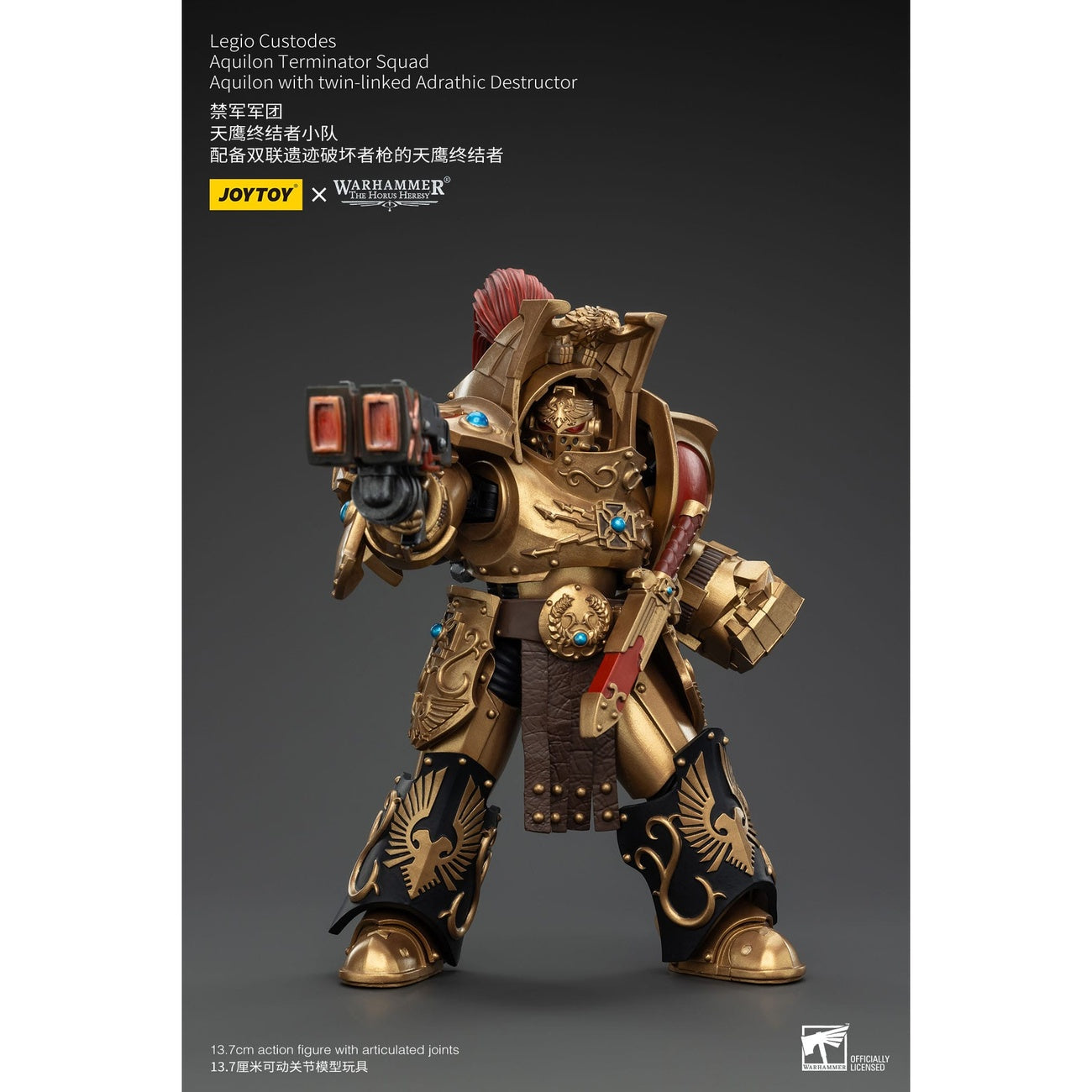 Product image Warhammer The Horus Heresy Action Figure 1/18 Legio Custodes Aquilon Terminator Squad Aquilon with Twin-Linked Adrathic Destructor