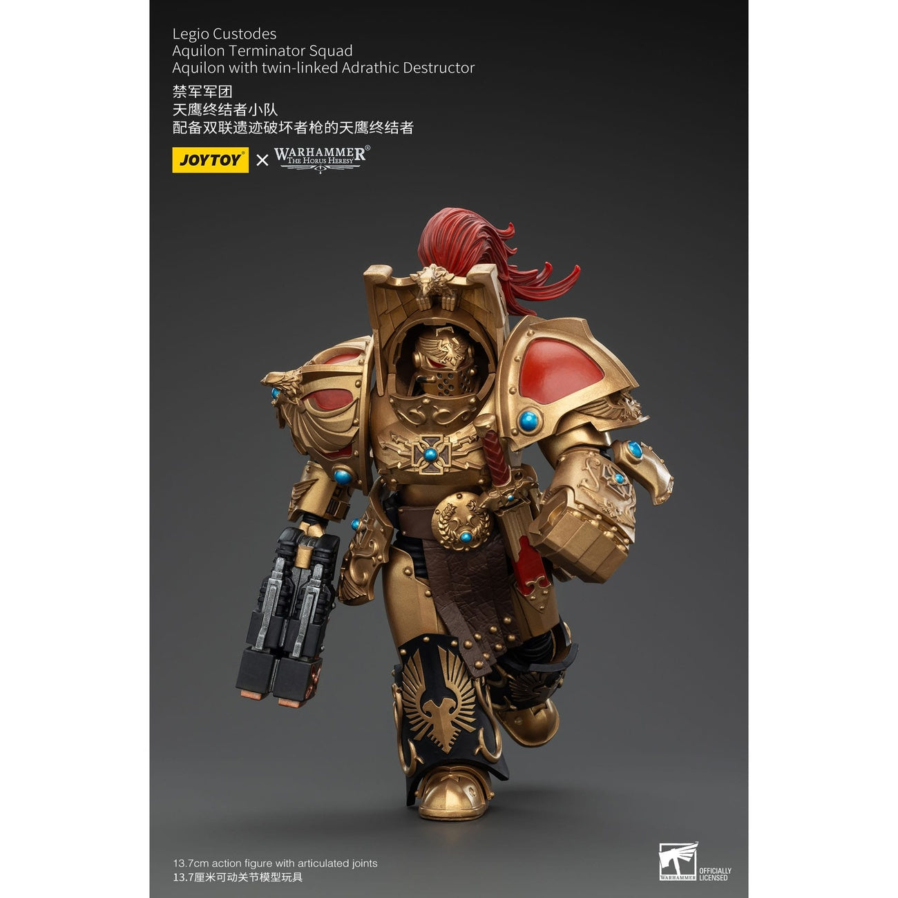 Product image Warhammer The Horus Heresy Action Figure 1/18 Legio Custodes Aquilon Terminator Squad Aquilon with Twin-Linked Adrathic Destructor